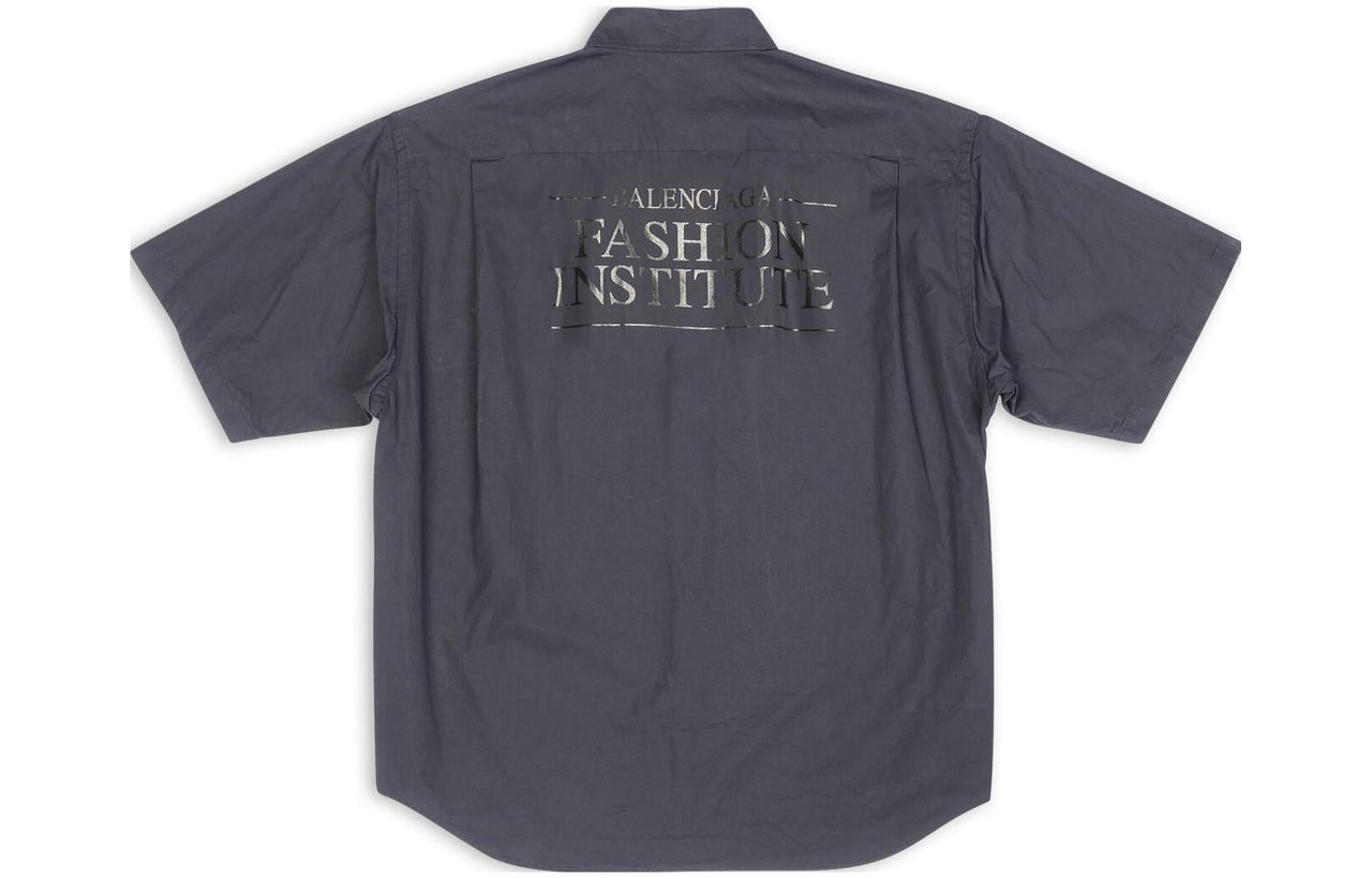 Balenciaga Fashion Institute Short Sleeve Shirt Large Fit 'Dark Grey' 703846TYB181270