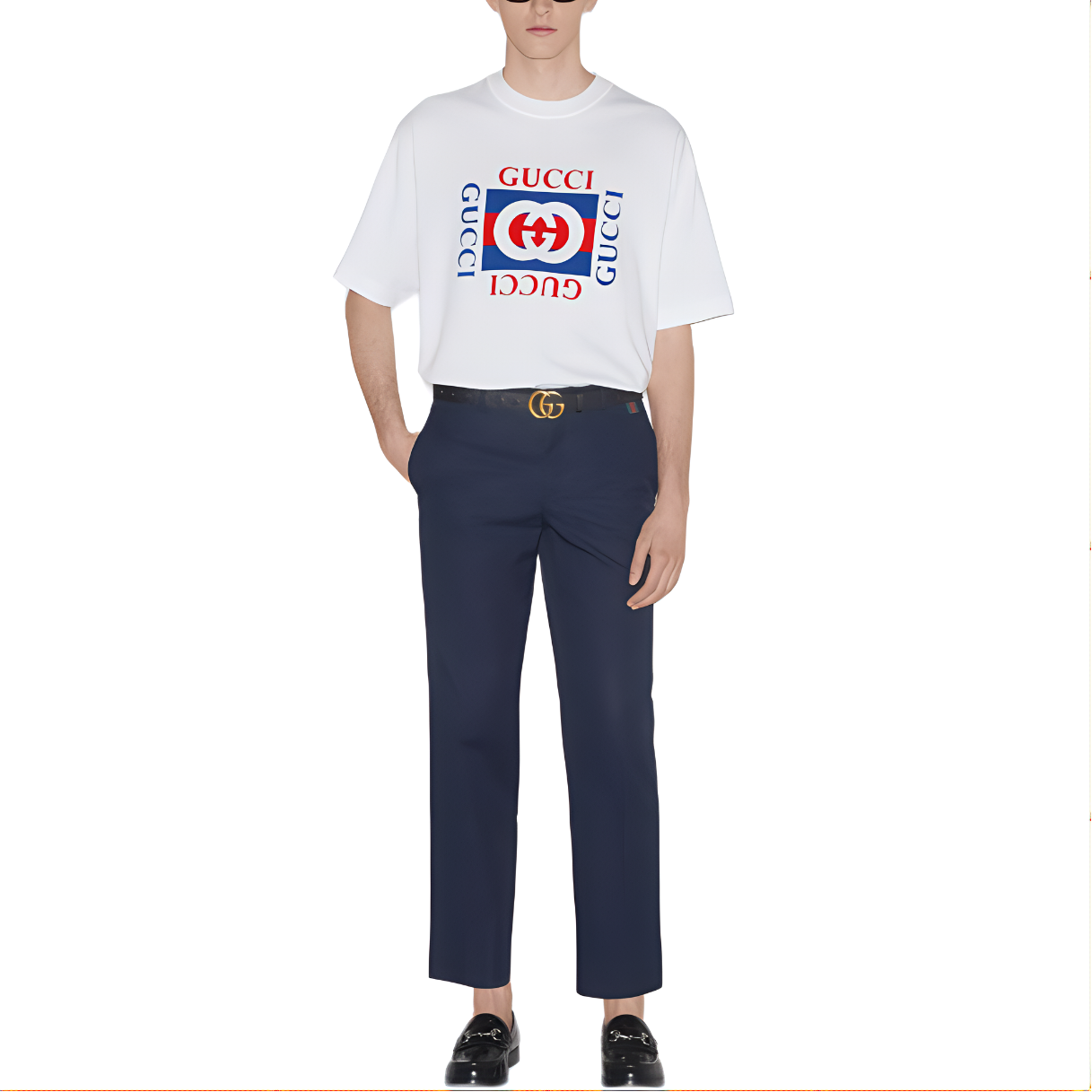 Gucci Cotton Jersey T-Shirt With Gucci Print 'White' 784361-XJGKA-9074