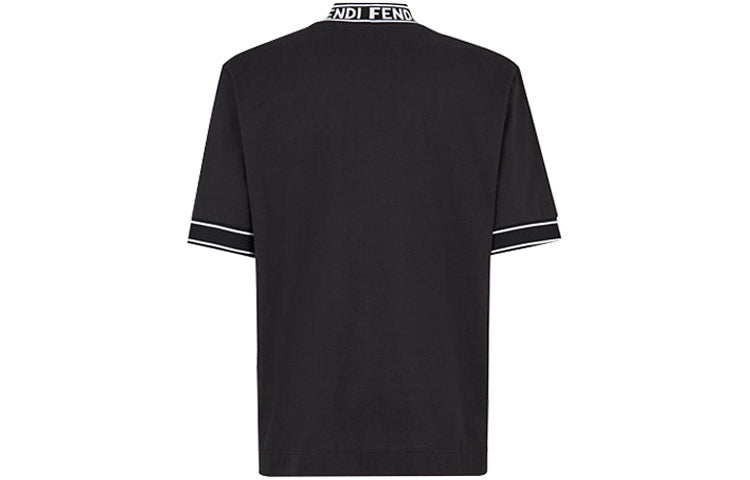 Men's FENDI Cotton High Collar Short Sleeve Black FY1040ACN3F0QA1