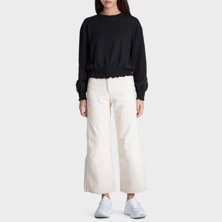 (WMNS) Levi's Casual Round Neck Long Sleeves Hoodie Black 85290-0005