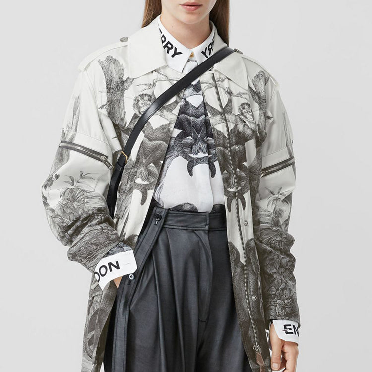 Burberry Monkey Print Silk and Cotton Gabardine Field Jacket 45640731
