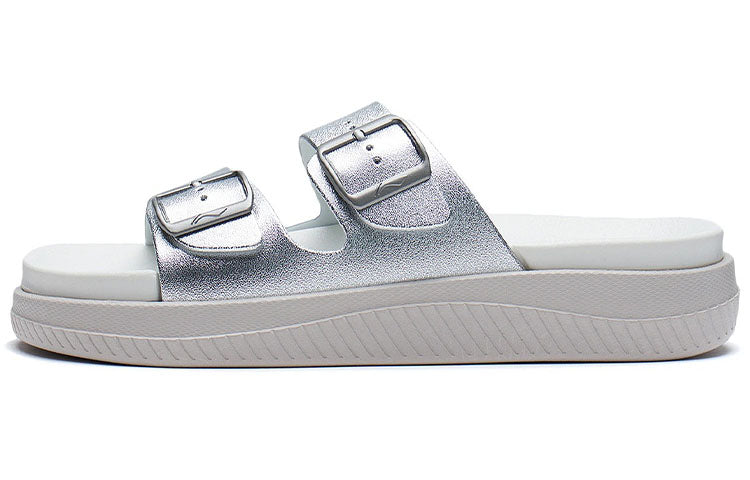 (WMNS) Li-Ning Clap Stylish Casual Fashion Silver Slippers AGAS004-2
