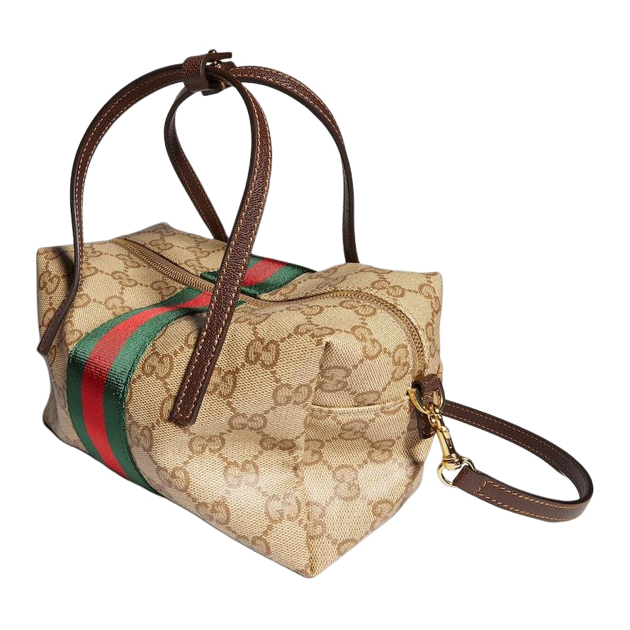(WMNS) Gucci Mini Boston Bag with Web 'Sand Dark Brown’ 876057-FAF8R-8547