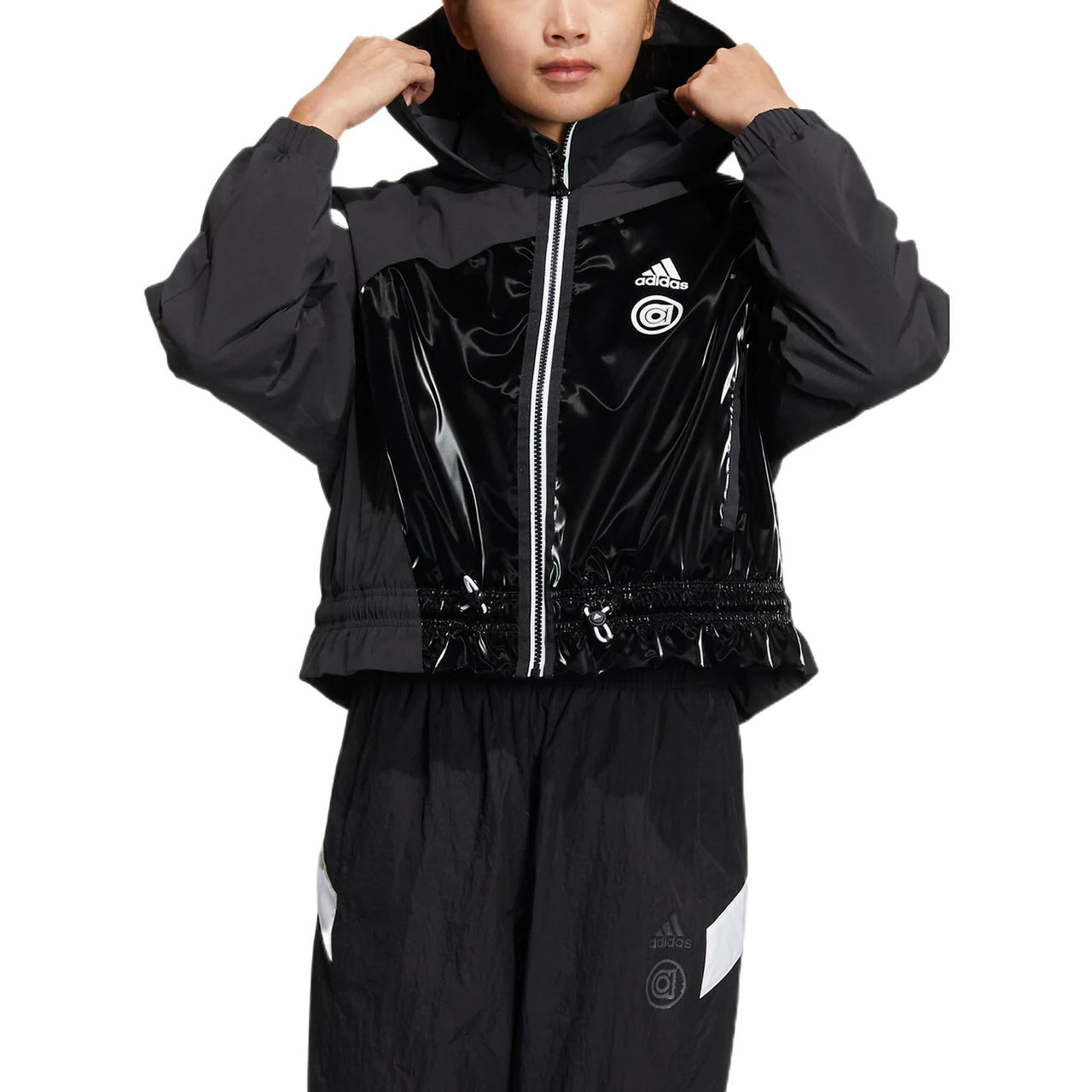 (WMNS) adidas UST Woven Jacket Asia Sizing 'Black White' HR8155