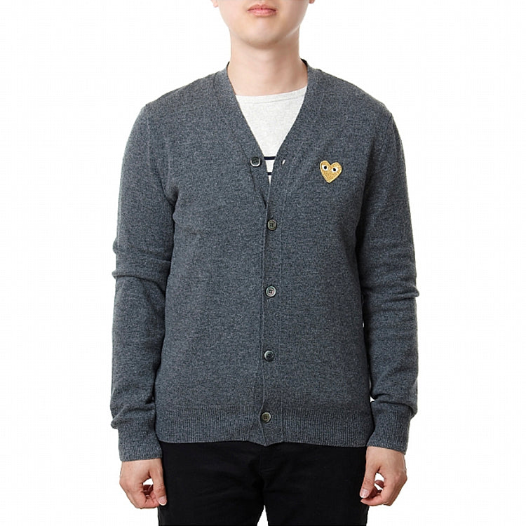 COMME des GARCONS PLAY Kint Cardigan Gold Emblem "Gray" AZ-N050-051-3