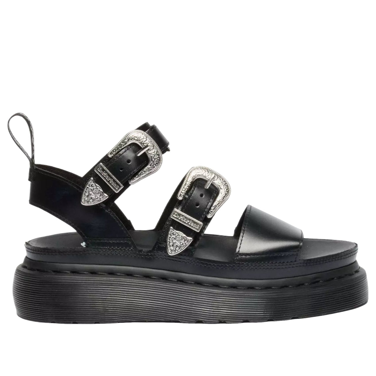 (WMNS) Dr. Martens Gryphon Quad Leather Gladiator Platform Sandals 'Black Altas' 43105001
