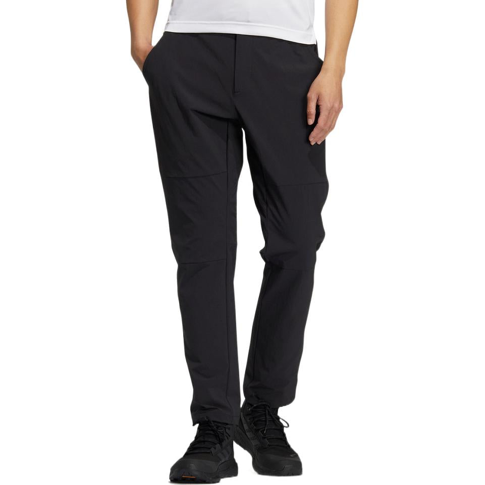 Men's adidas Solid Color Embroidered Logo Mid Waist Lacing Straight Sports Pants/Trousers/Joggers Black HN2061