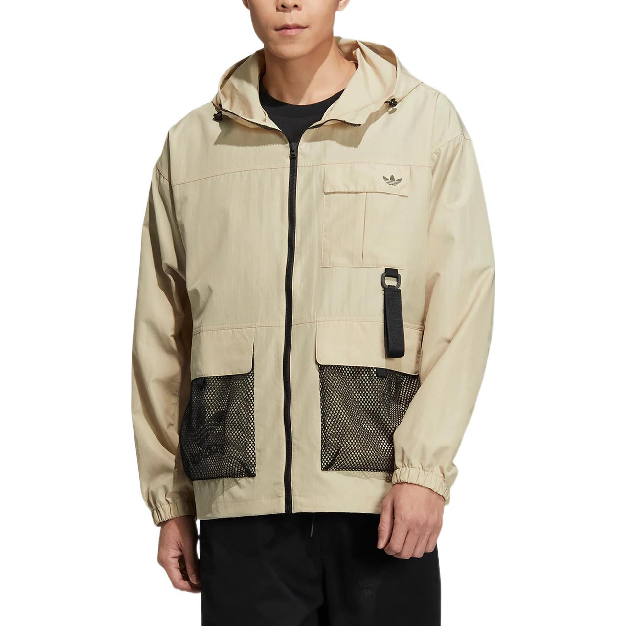 Men's adidas originals Logo Printing Pattern Multiple Pockets Hooded Zipper Jacket Yellow HS1910