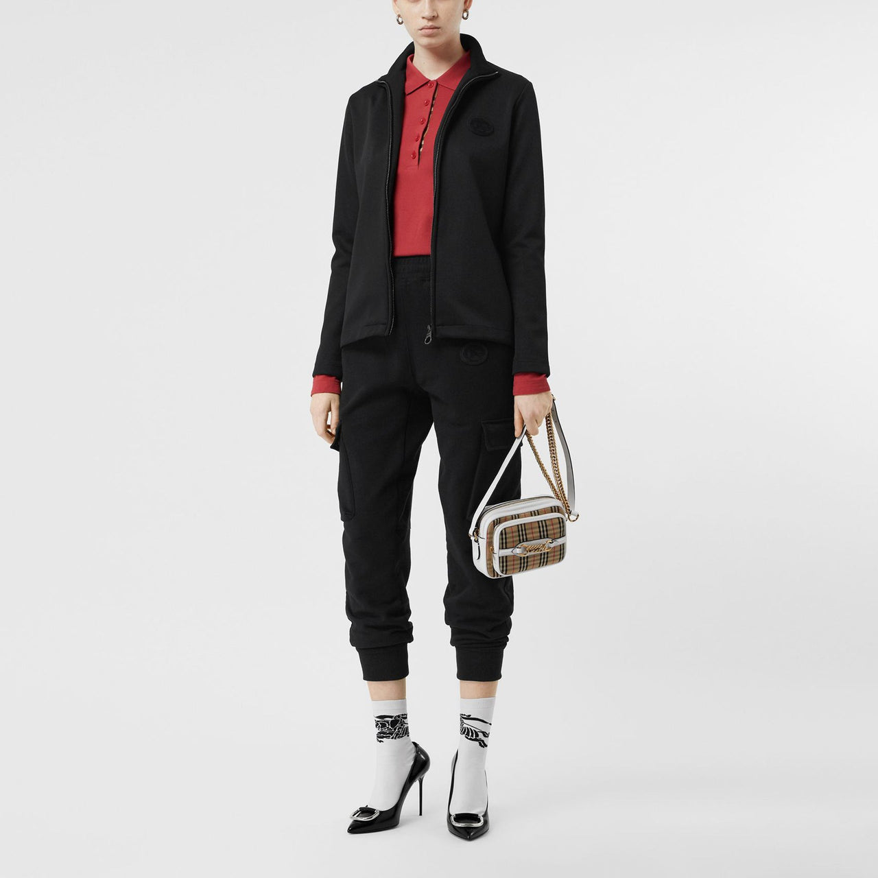 Burberry Micro Mark Sports Zipper Long Sleeves Jacket Black 80077181