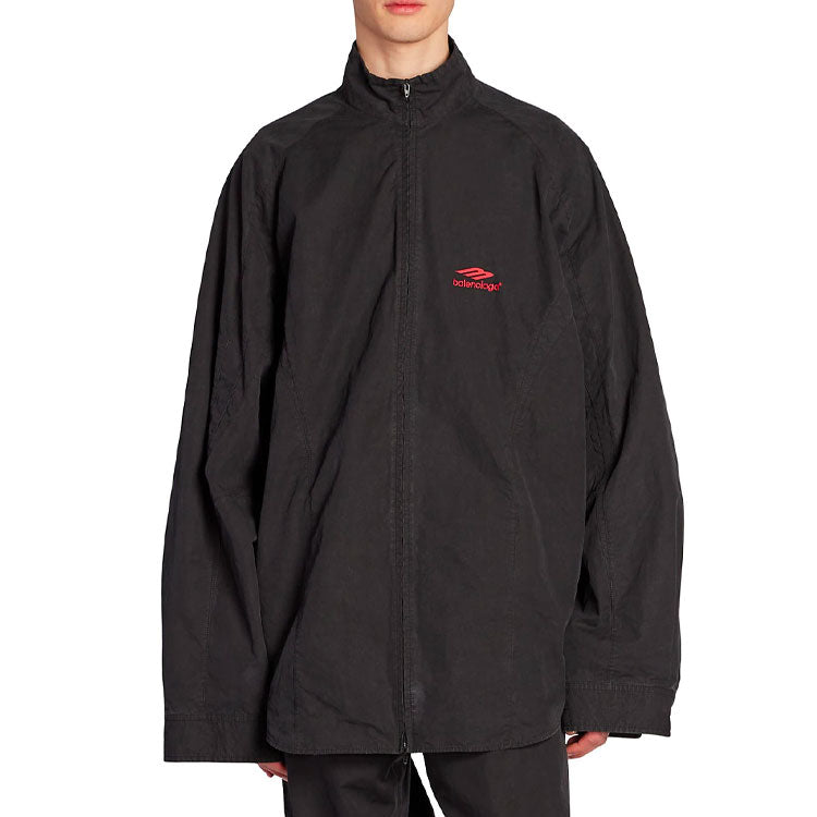 Balenciaga 3B Sports Icon Zip-Up Tracksuit Shirt 'Black Red' 720158TKO481000