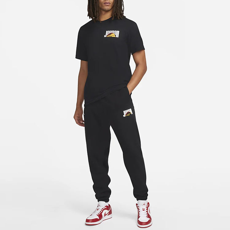 Men's Air Jordan Sport Dna Funny Logo Printing Stay Warm Fleece Bundle Feet Sports Pants/Trousers/Joggers Black DC9635-010