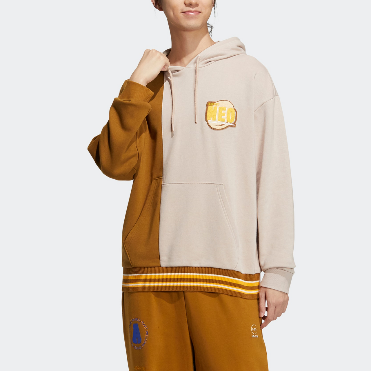 (WMNS) adidas color block striped sports long-sleeved hoodie 'brown tan' IA6817