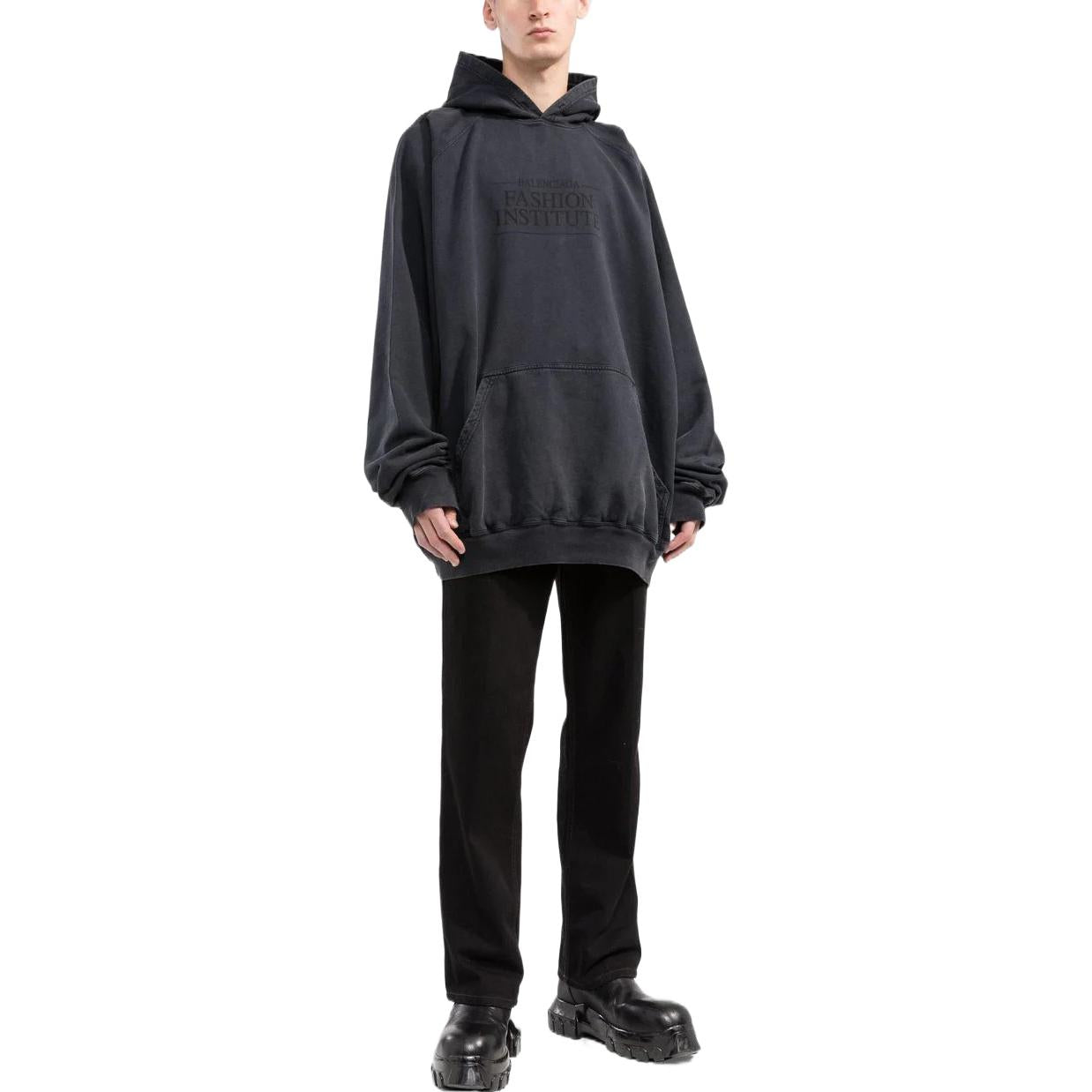 Balenciaga Fashion Institute Oversized Hoodie 'Washed Black' 697879TMVK18190