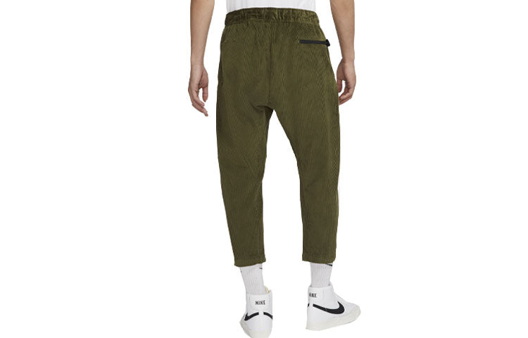 Men's Nike Solid Color Corduroy Cone Cropped Casual Pants/Trousers Green DO2324-326