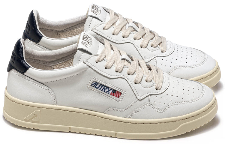 Autry Medalist Leather Low 'White Dark Blue' AULM-LL12