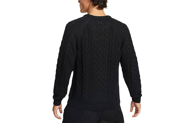 Nike Solid Color Round Neck Knit Long Sleeves Wool Sweater Men's Black DQ5177-010