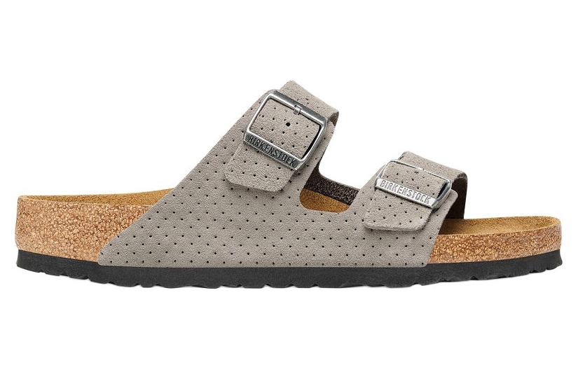 Birkenstock Arizona Suede Embossed Dotted Sandals 'Stone Coin' 1026988