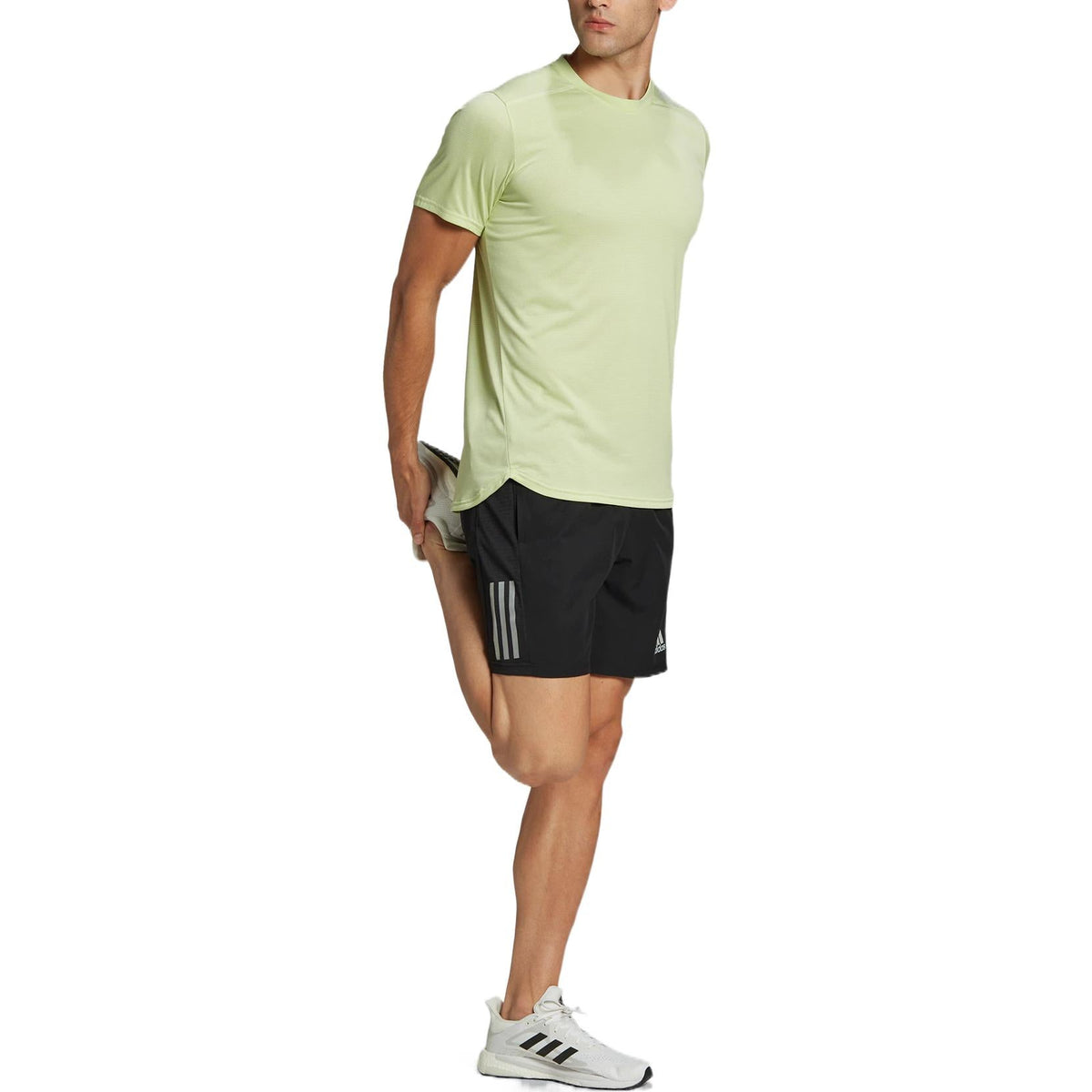 Men's adidas Solid Color Logo Sports Round Neck Short Sleeve Acid Green T-Shirt HC9829