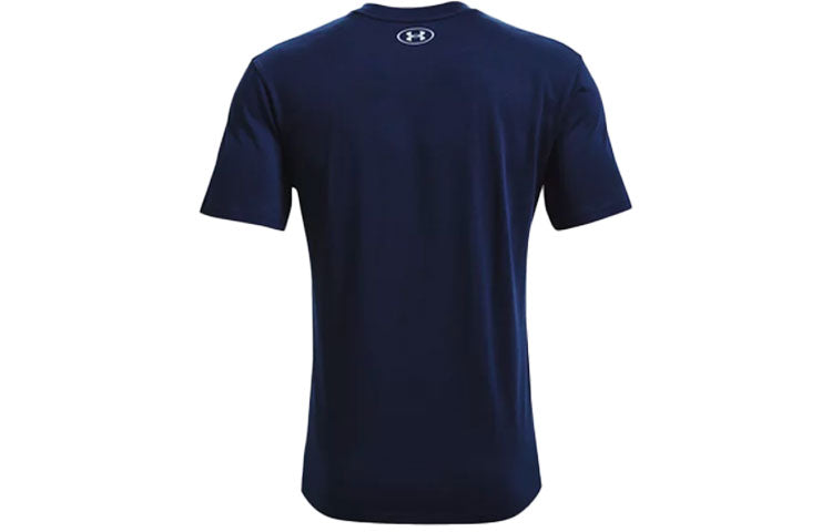 Men's Under Armour Round Neck Pullover Logo Athleisure Casual Sports Short Sleeve Blue 1365199-408