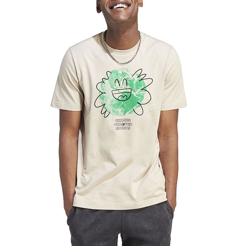 adidas Sportswear Change Through Sports Earth T-Shirt Asia Sizing 'Beige Green' IL5407