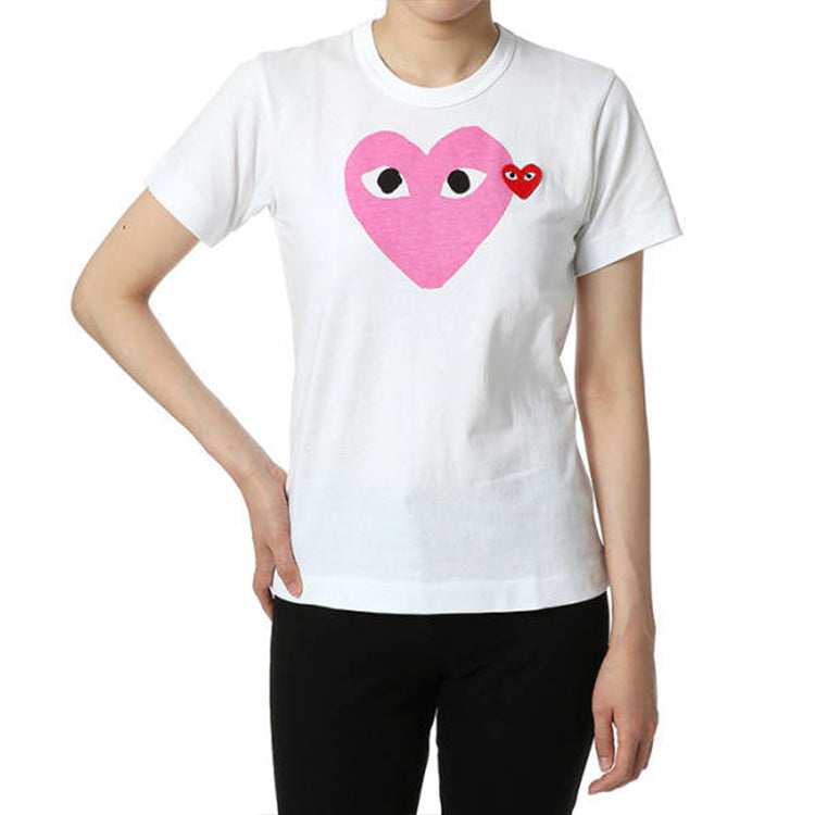 (WMNS) COMME des GARCONS PLAY Colored Heart Tee 'White Pink' AZ-T105-051-4