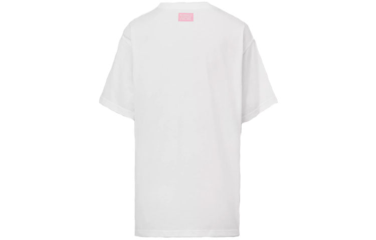 Burberry Slogan Printing Cotton Loose Short Sleeve White 80322171