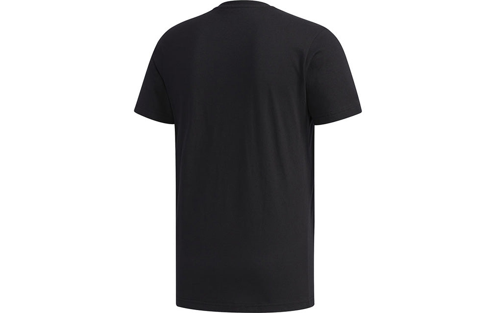 adidas Solid Color Round Neck Short Sleeve Pattern Black FM6242