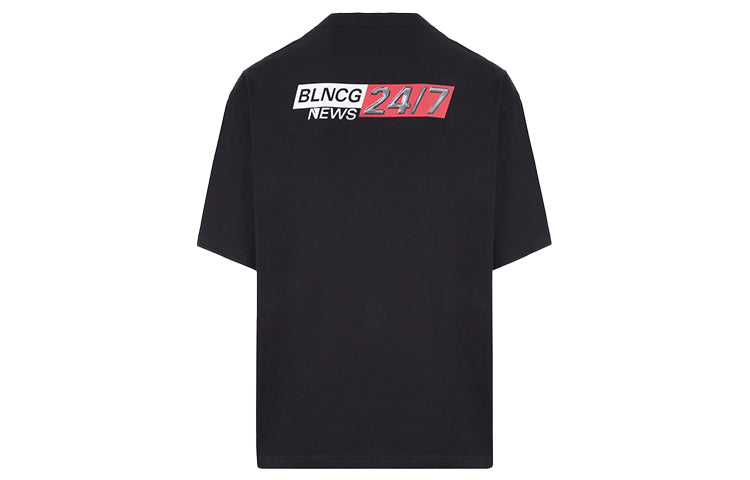 Balenciaga Printing Cotton Short Sleeve Black 612966TIVD11000