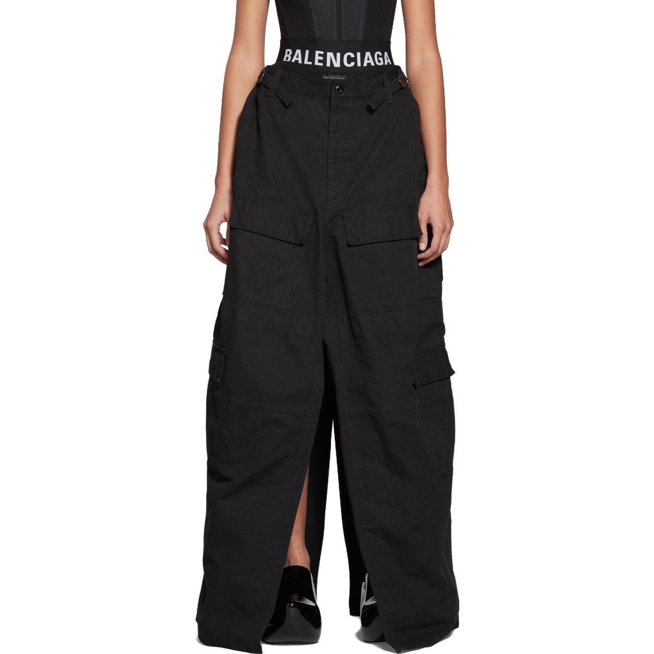 (WMNS) Balenciaga Apron Cargo Pants Skirt 'Black' 748599TKP271000