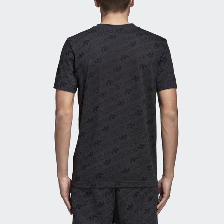 adidas originals Logo Full Print Sports Short Sleeve Black CE1556