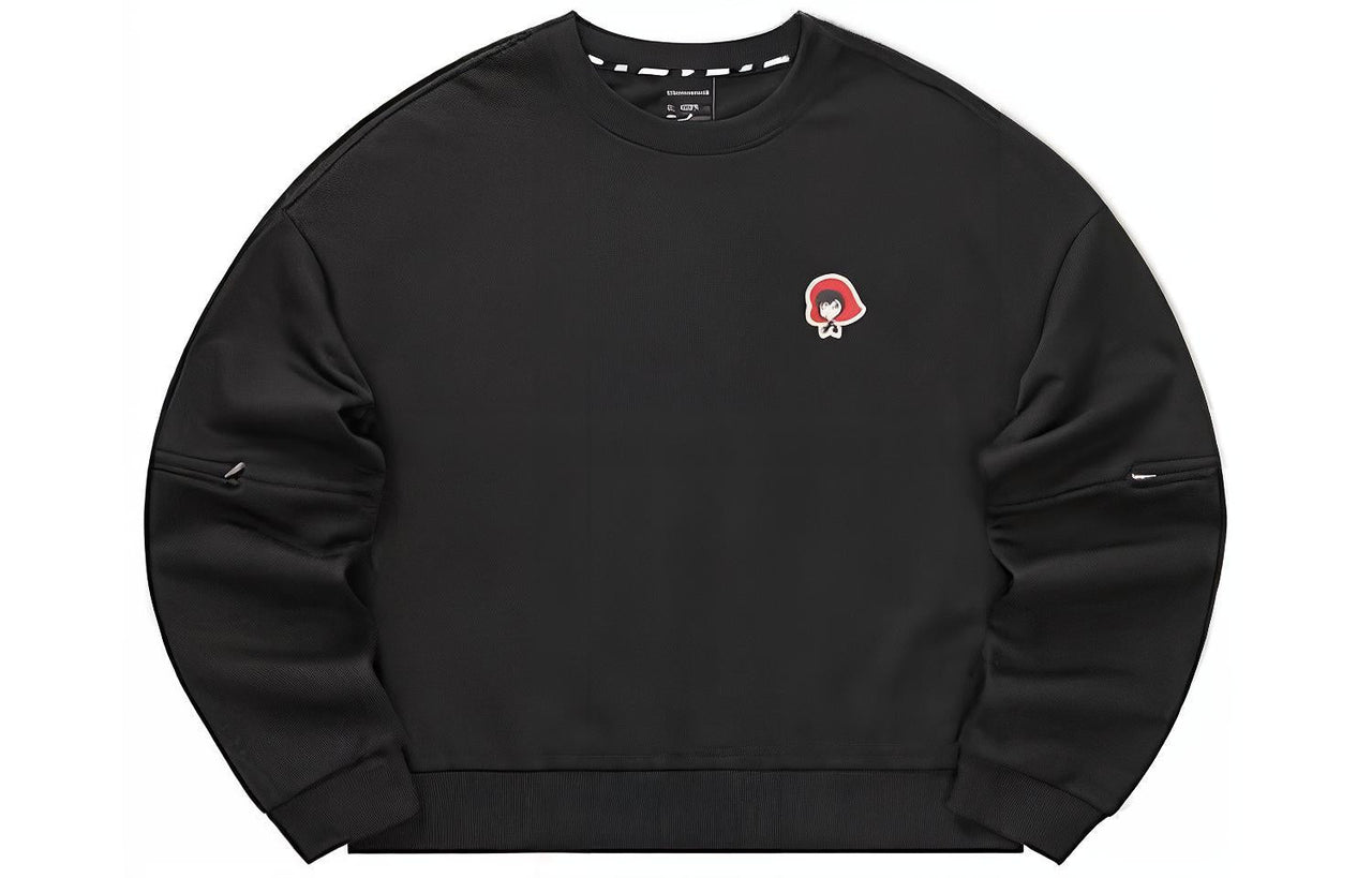 (WMNS) Skechers Casual Crew Sweater 'Black Red' L322W086-0018
