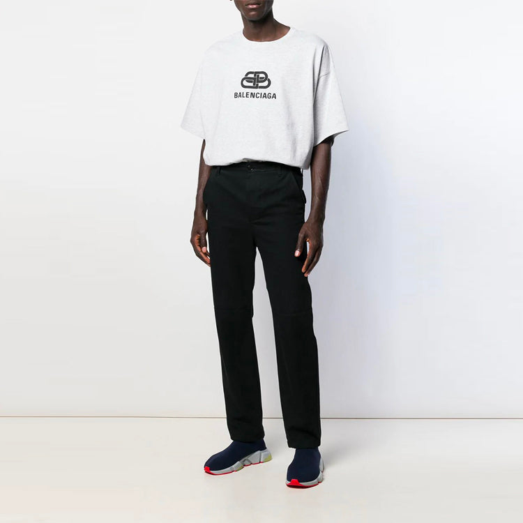 Men's Balenciaga Logo Printing Round Neck Short Sleeve White 583214TFV652569