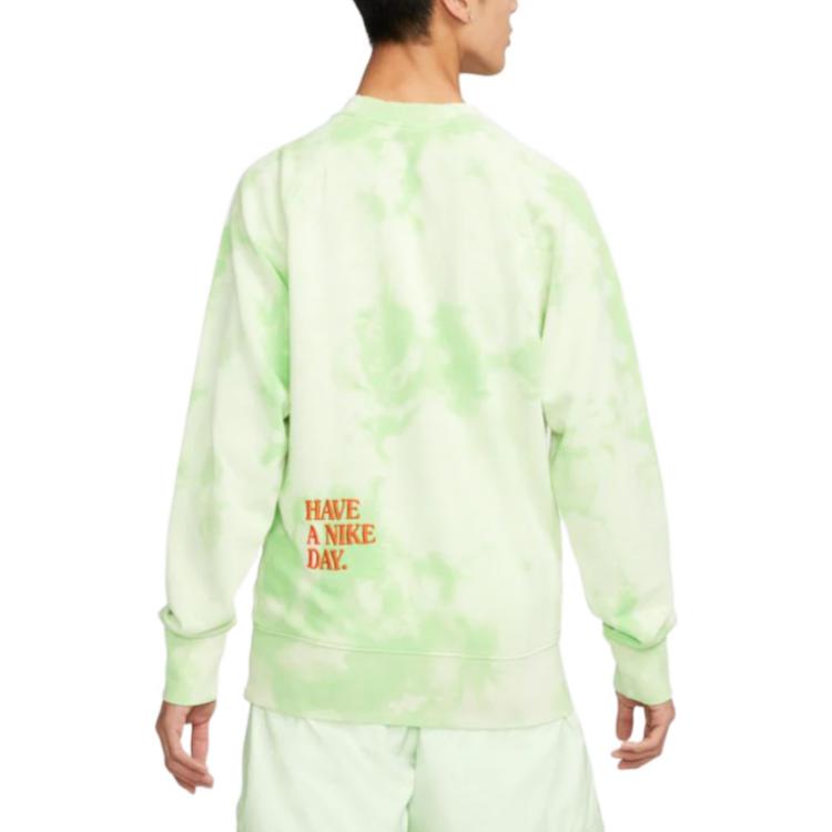 Nike Tie Dye Flowers Pattern Round Neck Pullover Long Sleeves Hoodie Men's Green DM5010-332