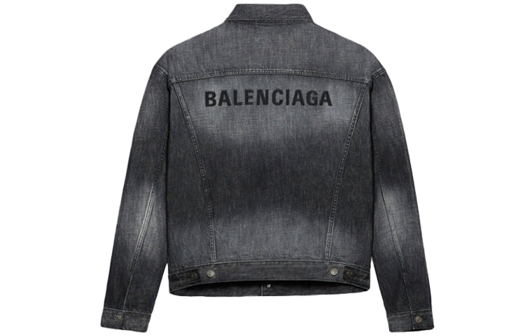 Balenciaga Denim Jacket With Back Logo Large Fit 'Fake Wash Black' 620728TIW435720