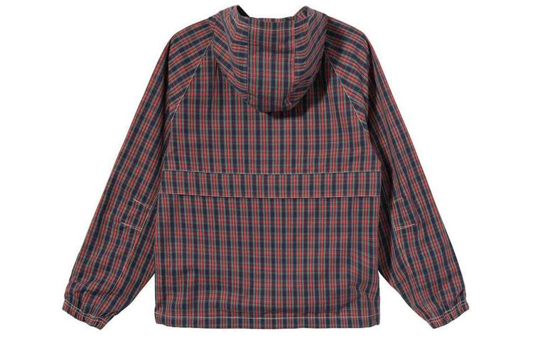Stussy Unisex Logo Embroidery Check Jacket Red STUSSY-SS21-29