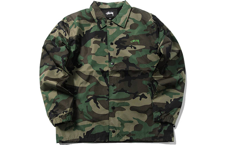 Stussy Unisex Printing Coach Jacket Green 115402