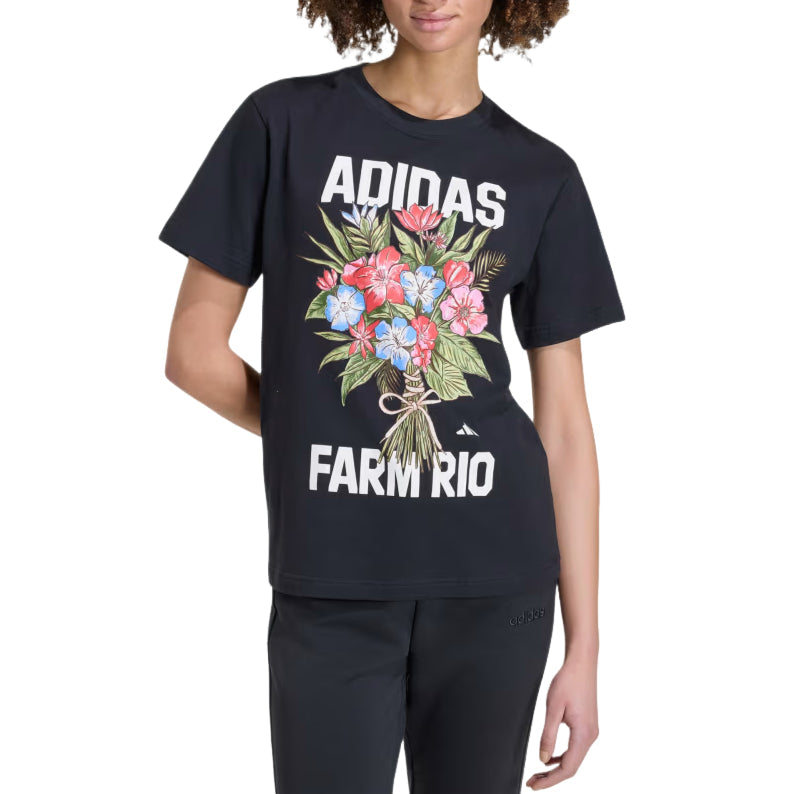 (WMNS) adidas x FARM Rio Graphic T-Shirt Asia Sizing 'Black' KR0281