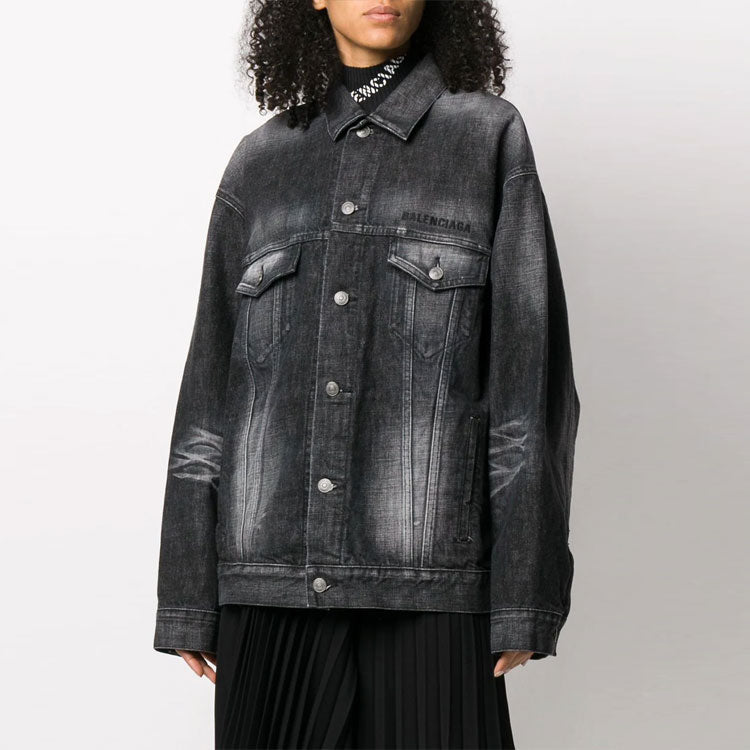 Balenciaga SS21 Logo Casual Solid Color Long Sleeves Jacket Black 620746TIW435720