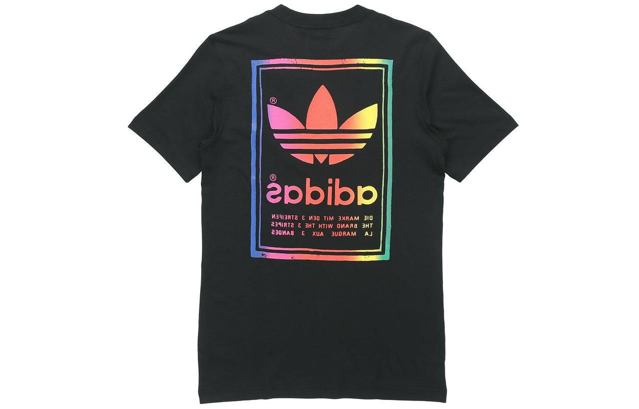 adidas originals Vintage Tee Multi-Color Gradient Logo Short Sleeve Black ED6917