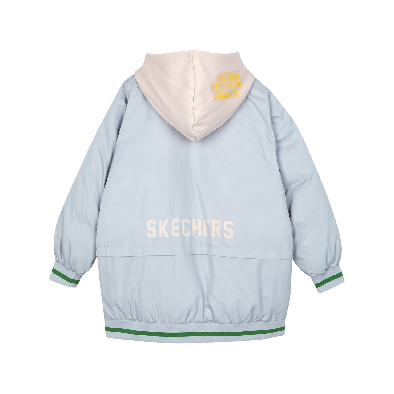 (GS) Skechers Casual Letter Print Woven Mid-Length Down Jacket 'Teal Beige' L423B062-00U1