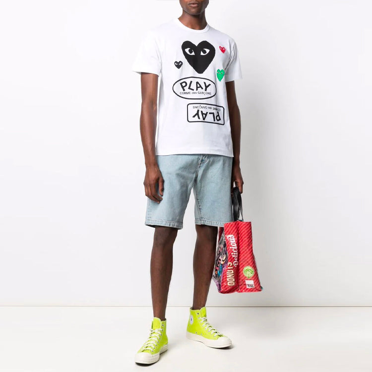 COMME des GARCONS PLAY Multi Heart T-Shirt 'White Black' P1T282-1