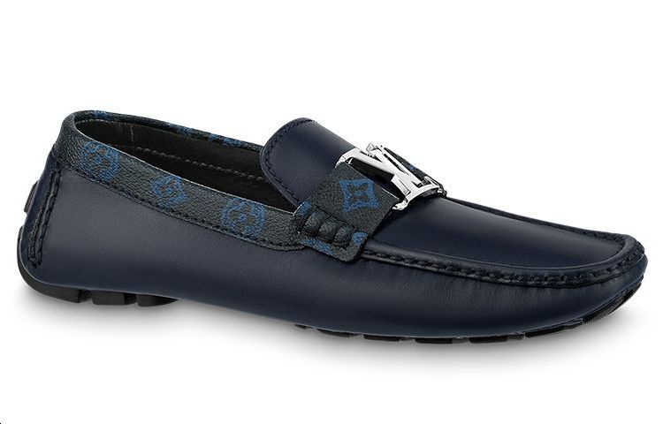 حذاء موكاسين من LOUIS VUITTON LV Monte Carlo "أزرق داكن مع ياقة مونوغرام" 1AANOW