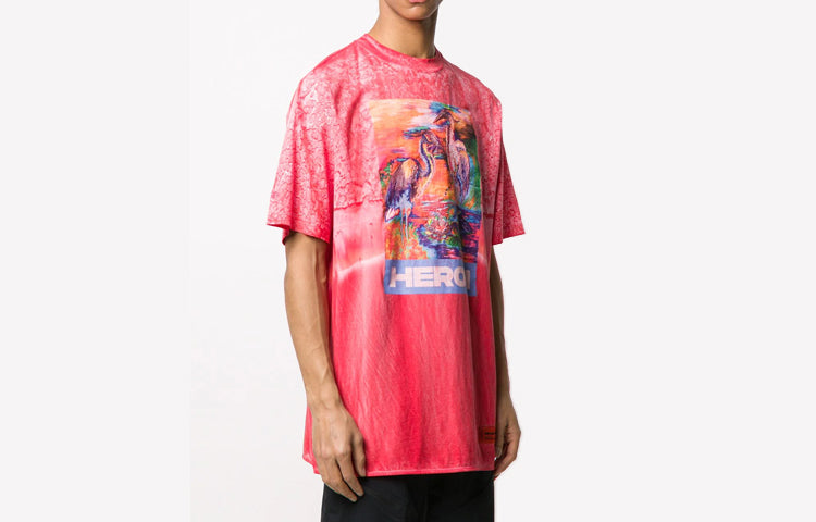 HERON PRESTON SS20 Painting Logo Printing Short Sleeve Unisex Red HMAA013S209140212888
