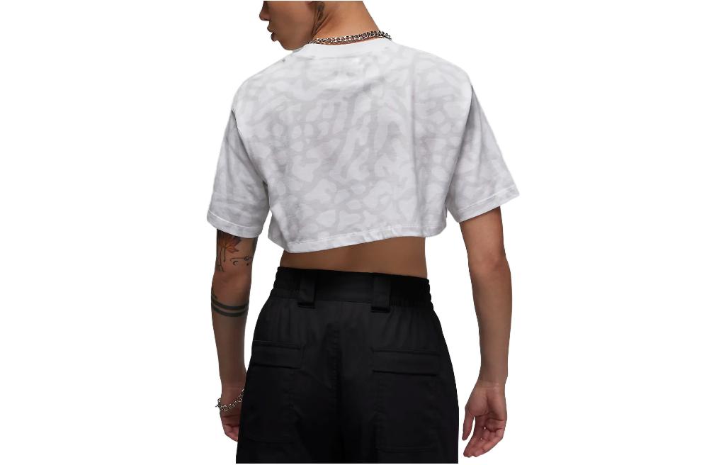 (WMNS) Air Jordan Sport Cropped T-Shirt 'Marbled White' DZ3215-100