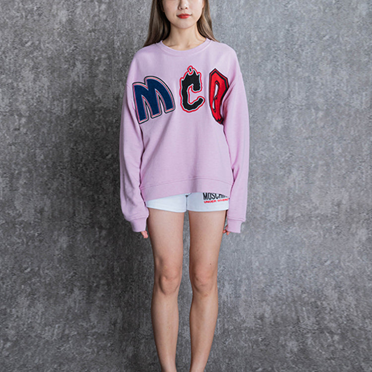 (WMNS) Alexander McQueen Embroidered Alphabet Round Neck Hoodie 'Pink' 472273-RMJ16-5555