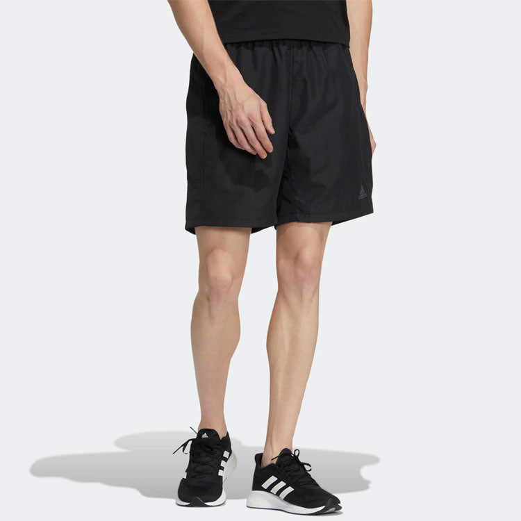 Men's adidas Solid Color Logo Printing Sports Shorts Black HD0065