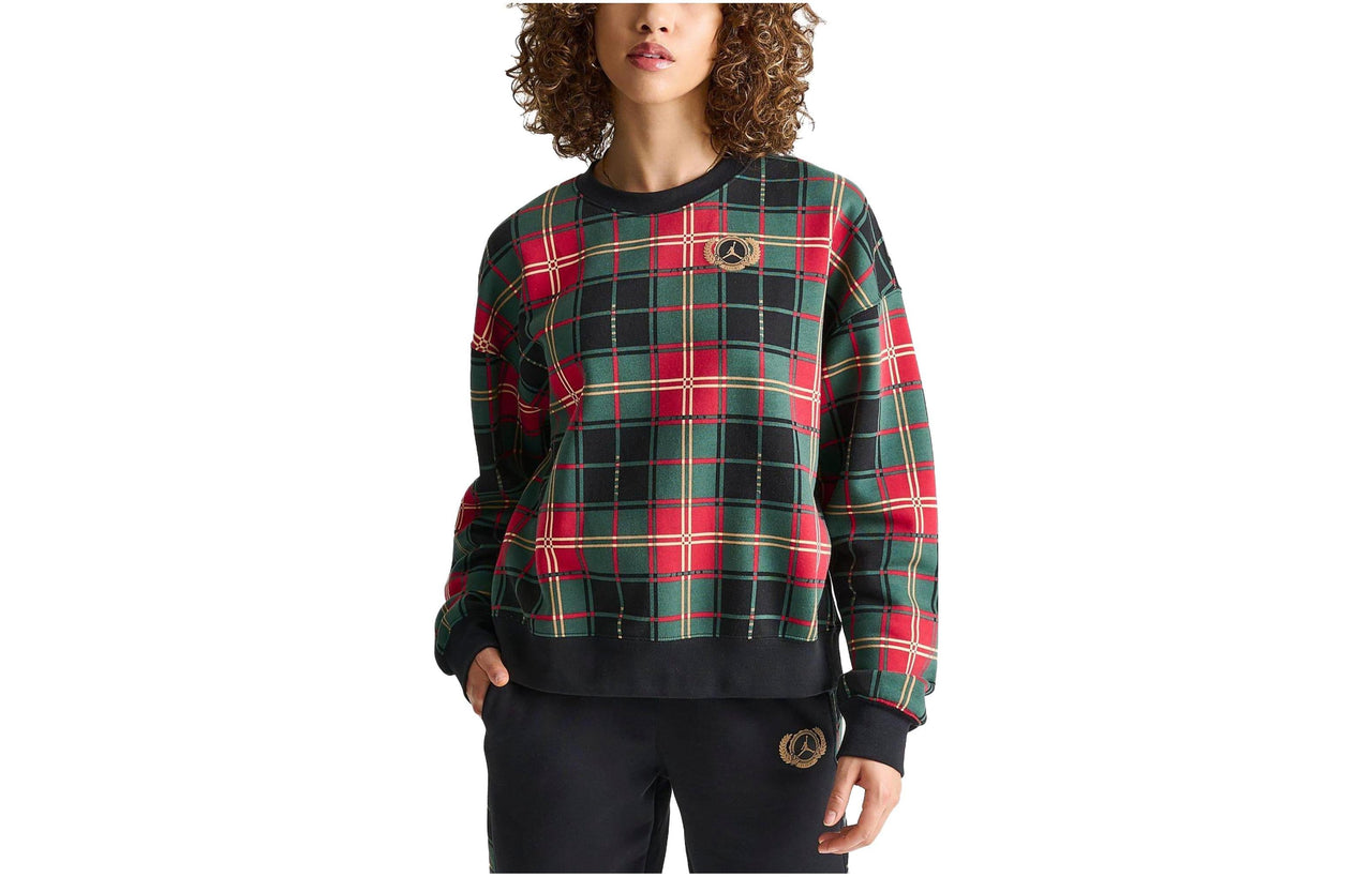 (WMNS) Air Jordan Brooklyn Fleece Crew 'Green Red' DV1996-010