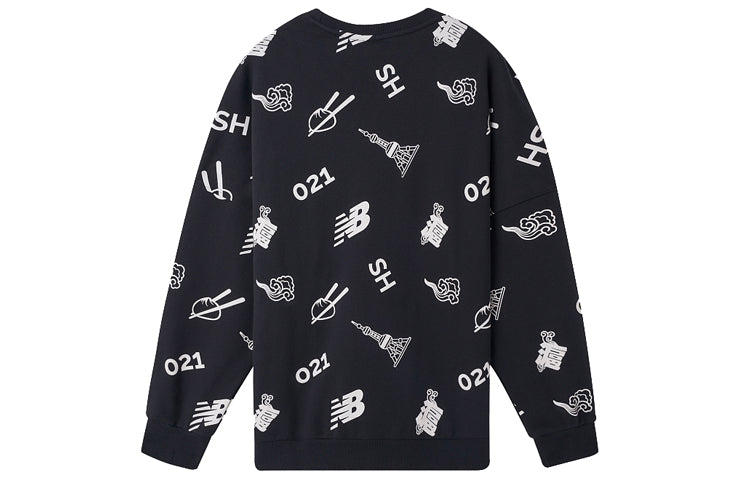 New Balance Unisex Printing Round-neck Sweatshirt Black AMT03371-BK