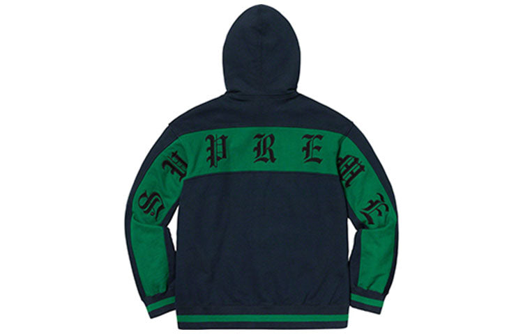 Supreme SS19 Old English Stripe Zip Up Sweatshirt Navy LOGO SUP-SS19-609