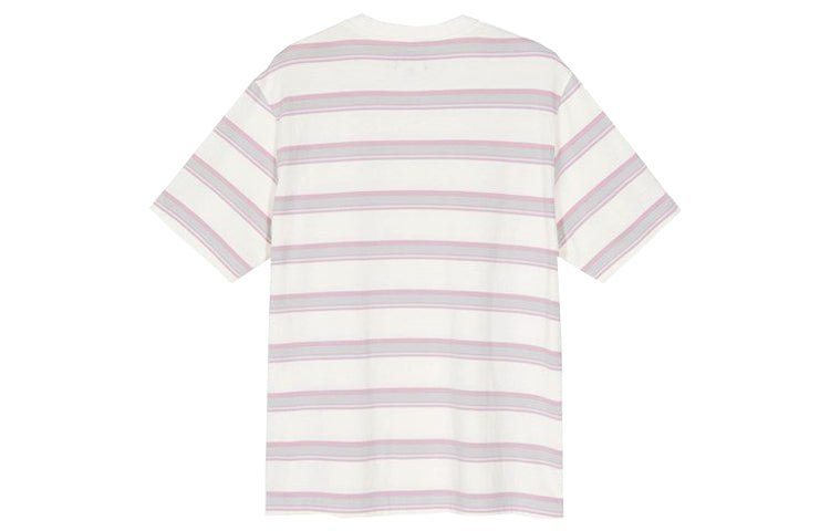 Men's Stussy Harbour Stripe Tee Round Neck Short Sleeve White 1140200
